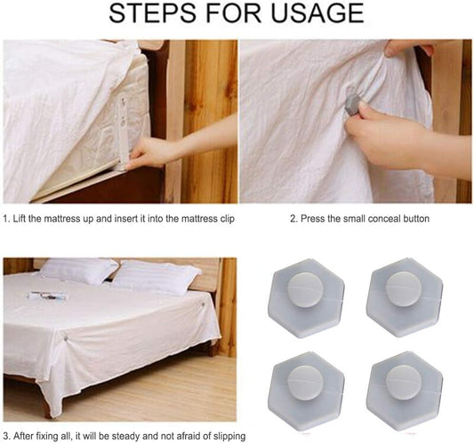 Bed Sheets Clip (4pcs), anti-slip fastener mattress quilt fixing buckle