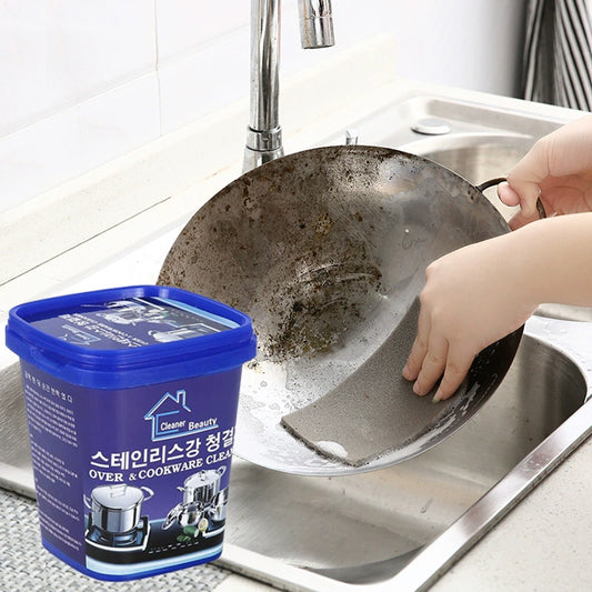 Stainless steel cleaning paste kitchenware degreasing scouring paste to remove black scale and rust remover from the bottom of the pot brush pot decontamination cleaner