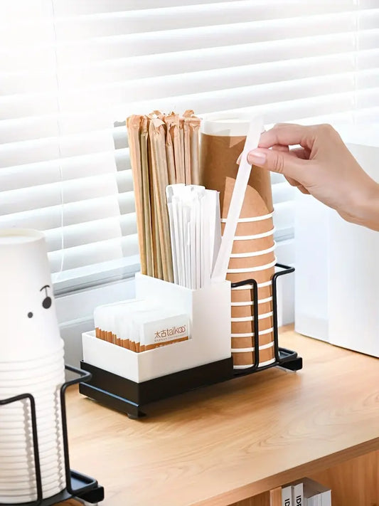 Desk Coffee Rack disposable cup holder iron art household paper cup holder multifunctional coffee tea bag paper cup storage rack