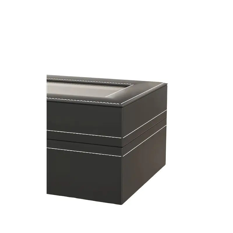 Luxury 6-Slot Black Faux Leather Men's Watch Storage Box with Cream Interior - Travel Organizer Tray, Display Case & Stand for Watches - Perfect Holiday Gift for Watch Enthusiasts, Travel Accessory Organizer | Elegant Display Case | Secure Watch Slots