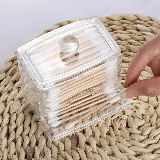 Transparent cotton box, with lid toothpick storage box
