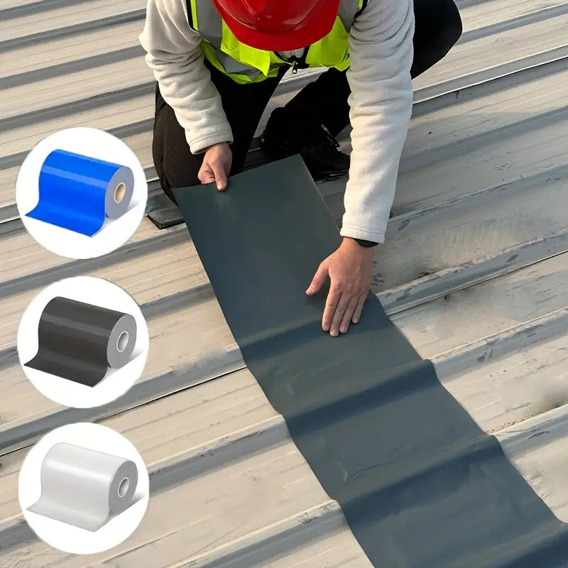 2 rolls of roof waterproof tape, used for repairing cracks, preventing water leakage and wind, suitable for metal steel plate roofs and wave tile roofs, easy to use, with built-in waterproof adhesive