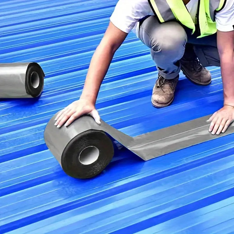 2 rolls of roof waterproof tape, used for repairing cracks, preventing water leakage and wind, suitable for metal steel plate roofs and wave tile roofs, easy to use, with built-in waterproof adhesive