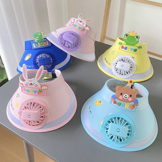 Children's sun hat girls with fan anti-ultraviolet hollow top sun hat boys sun hat