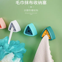 Triangular storage towel plug kitchen bathroom punch-free rag plug wall-mounted bath ball rack wash towel hook