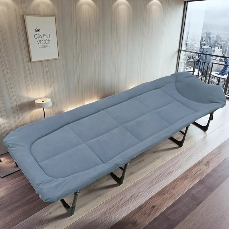 [Office Relaxation] Contemporary Plaid Folding Bed, Portable and Practical, with Breathable Fabric and Storage Pockets, for Office Use Near Stackable Chairs, for Office Lounging | Contemporary Design | Durable Construction