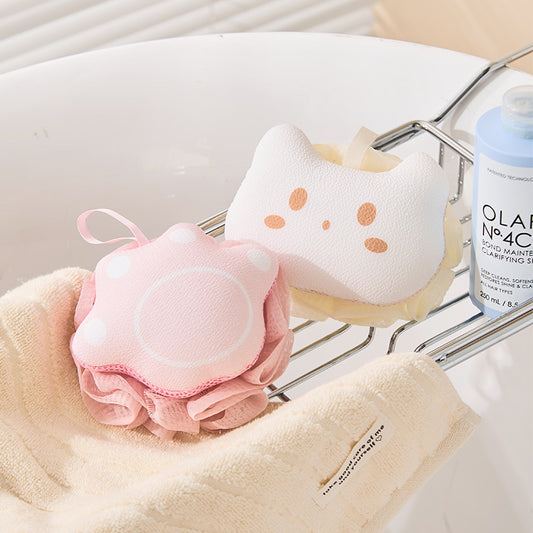 Bath Ball Cat claw bath flower bath towel does not fall apart soft cartoon bath ball bath foaming lanyard bath ball back rubbing artifact