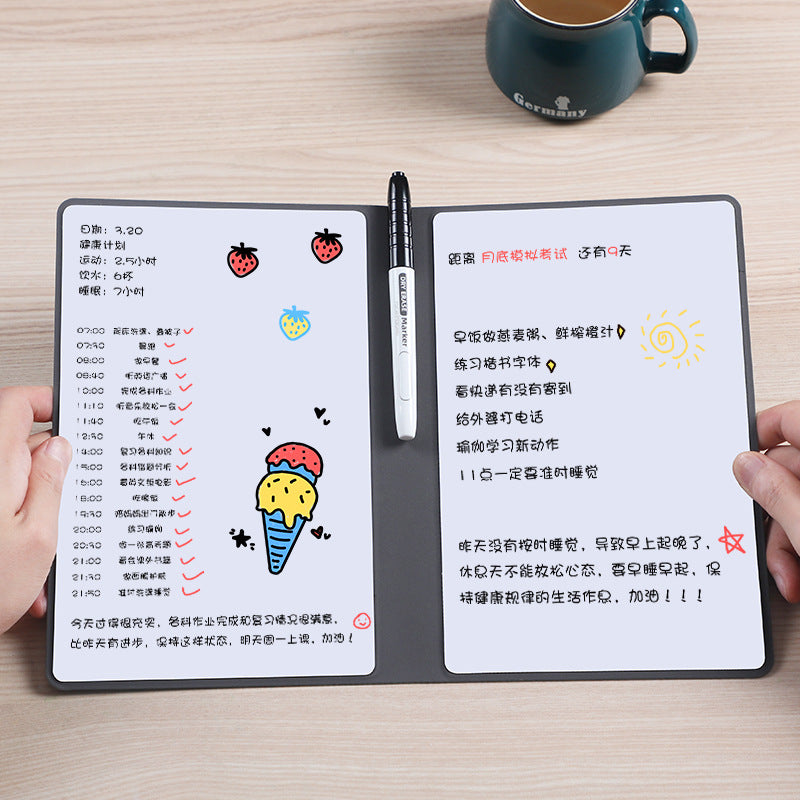 Whiteboard notebook erasable draft notebook office small whiteboard