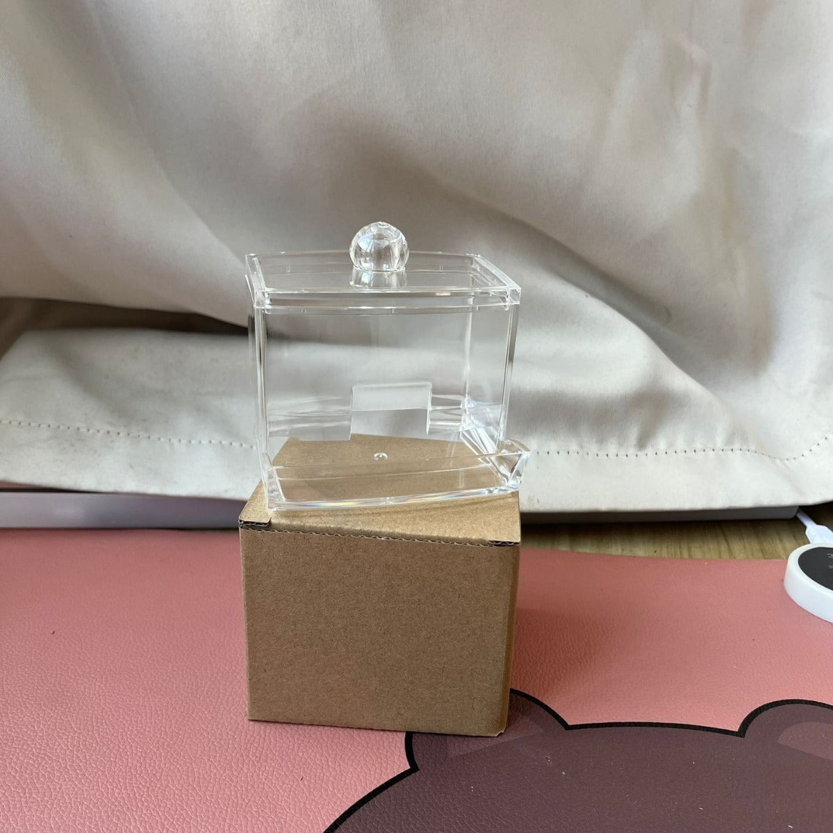 Transparent cotton box, with lid toothpick storage box