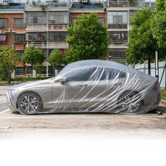 Disposable car cover universal PE film rainproof and dustproof car cover protective plastic transparent thickened car cover
