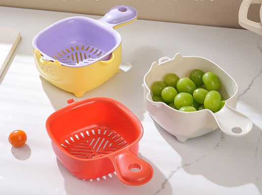 Drain basket, washing fruit double-layer food grade fruit basket