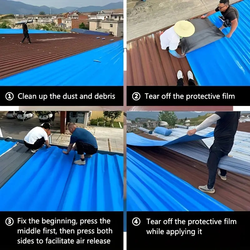 2 rolls of roof waterproof tape, used for repairing cracks, preventing water leakage and wind, suitable for metal steel plate roofs and wave tile roofs, easy to use, with built-in waterproof adhesive