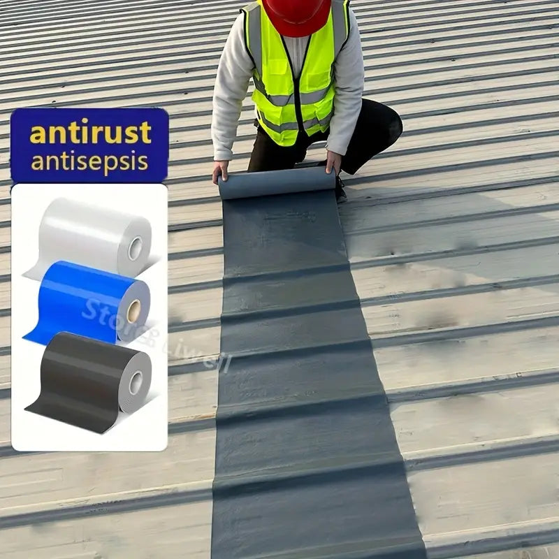 2 rolls of roof waterproof tape, used for repairing cracks, preventing water leakage and wind, suitable for metal steel plate roofs and wave tile roofs, easy to use, with built-in waterproof adhesive