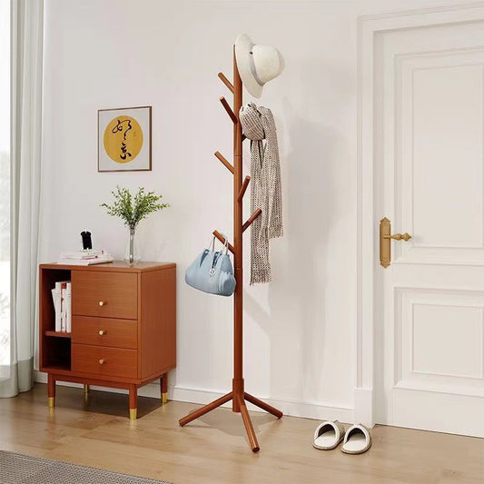 floor-standing coat rack Solid wood coated dormitory net celebrity hanger bedroom living room entrance hall bag rack storage rack