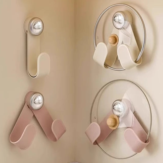 Pot lid rack kitchen multi-function cutting board storage rack adjustable home wall-mounted punch-free storage rack, suction cup, Cream
