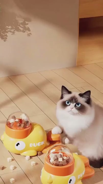 Little Yellow Duck Pet Cat Automatic Feeder Interactive