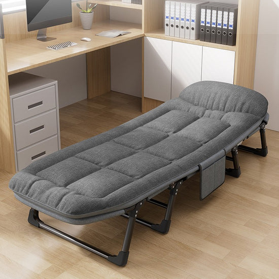 [Office Relaxation] Contemporary Plaid Folding Bed, Portable and Practical, with Breathable Fabric and Storage Pockets, for Office Use Near Stackable Chairs, for Office Lounging | Contemporary Design | Durable Construction