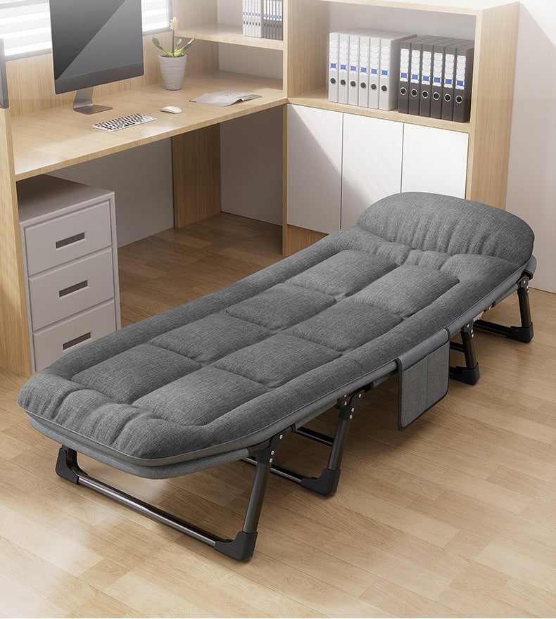 [Office Relaxation] Contemporary Plaid Folding Bed, Portable and Practical, with Breathable Fabric and Storage Pockets, for Office Use Near Stackable Chairs, for Office Lounging | Contemporary Design | Durable Construction
