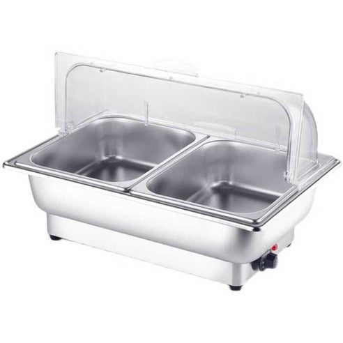 Stainless steel food warmer, 2 compartment buffet electric heating Buffet stove