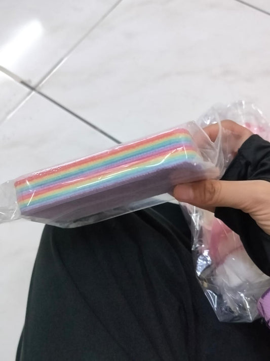 Rainbow tearable multi-layer rag dishwashing absorbent scouring pad sponge