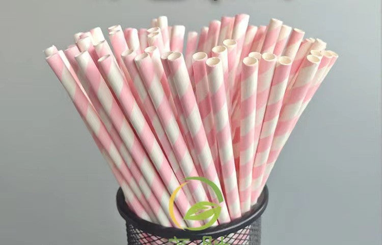 Colored paper straws, 25 disposable environmentally friendly degradable paper straws