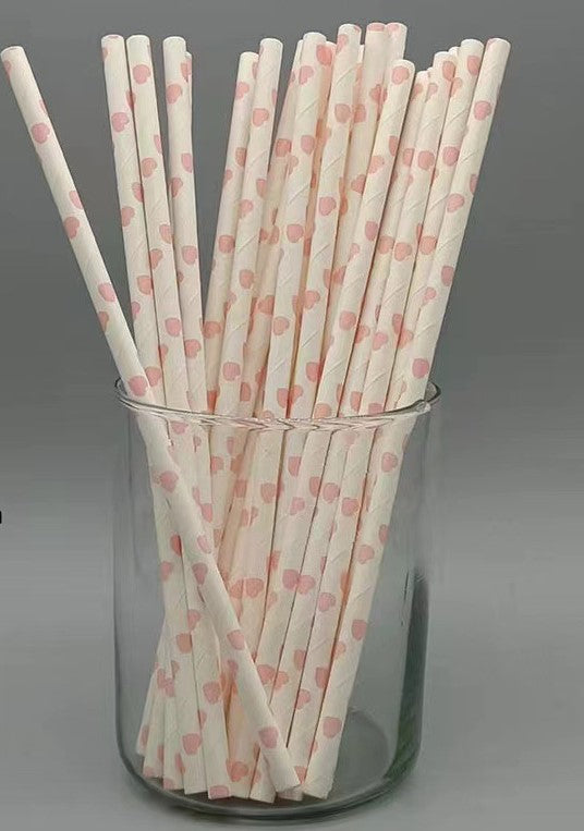Colored paper straws, 25 disposable environmentally friendly degradable paper straws