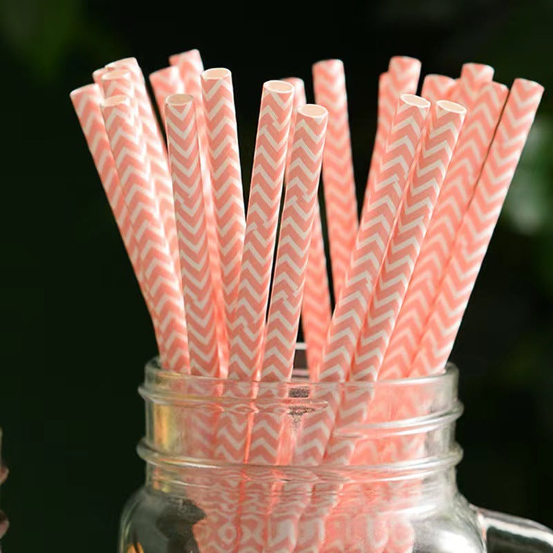 Colored paper straws, 25 disposable environmentally friendly degradable paper straws
